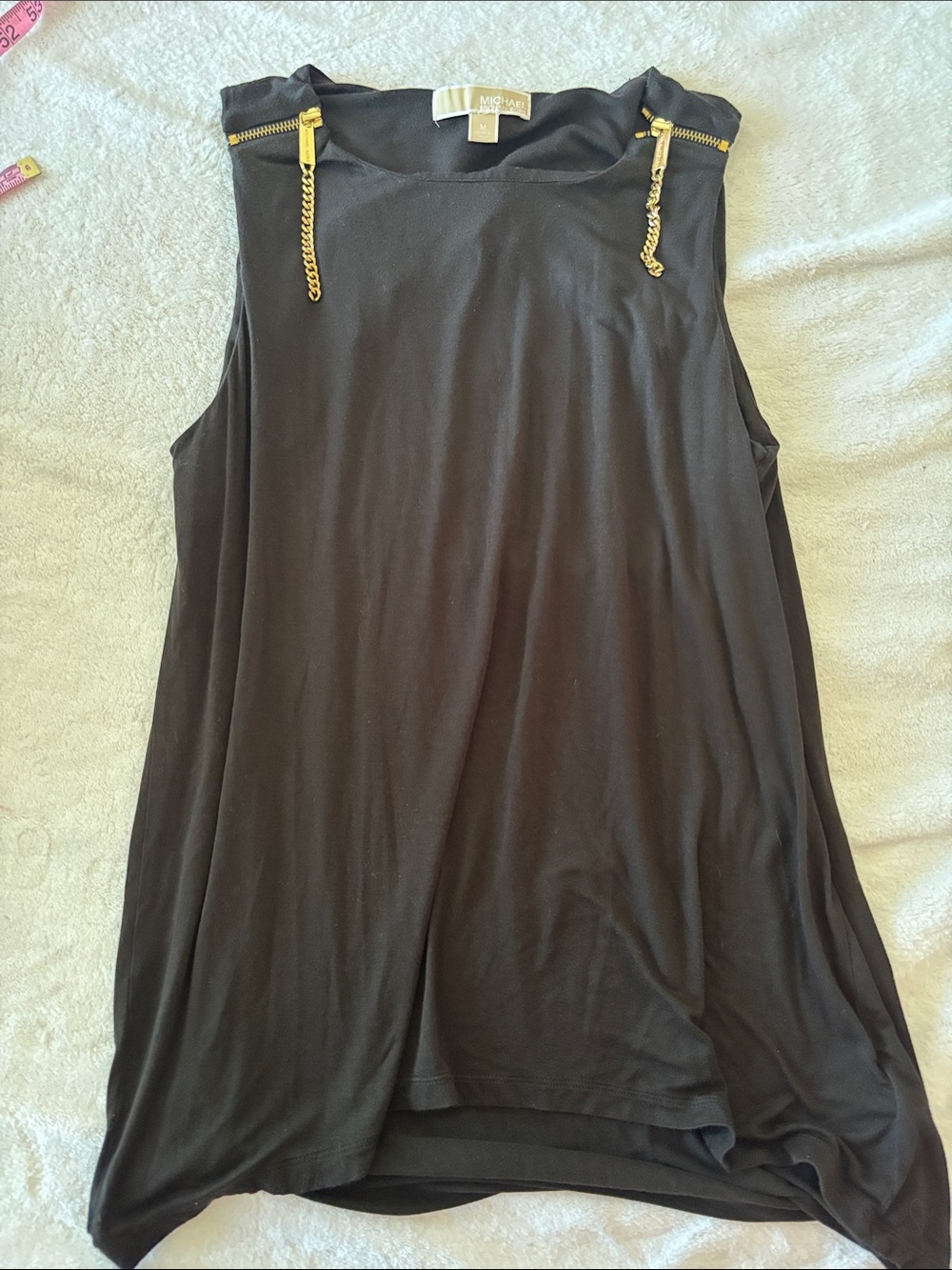 MICHAEL Michael Kors Black Tank with Gold Chain Trim